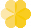 5FachPostkarte-BLUME-Gelb Zu sehen ist die Blume aus dem BKK Diakonie Logo in gelber Farbe